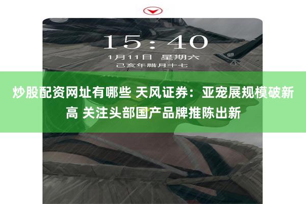 炒股配资网址有哪些 天风证券：亚宠展规模破新高 关注头部国产品牌推陈出新